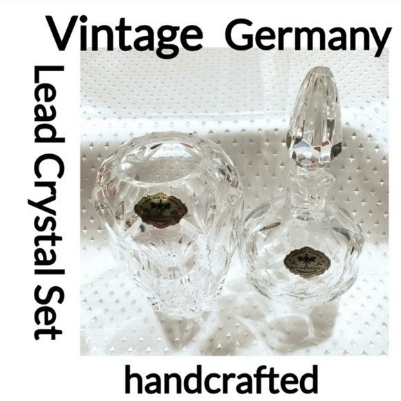 Vintage Austria Kisslinger Rattenberg handcrafted Crystal SET Vase Carafe